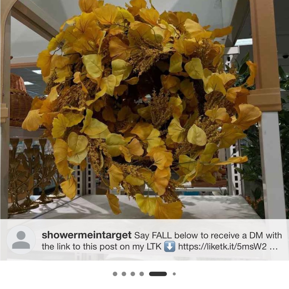 Threshold 22” GoldenRod Mix Fall Yellow Holiday Wreath - Picture 4 of 8